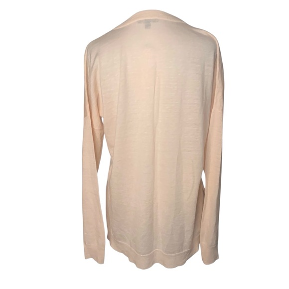 J. Crew Soft Peachy Link Lightweight Merino Wool Linen Blend V Neck Sweater Top - Picture 3 of 7